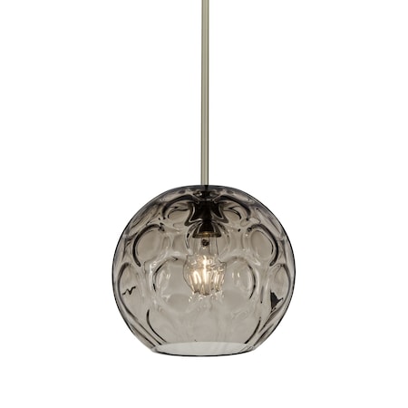 Besa Lighting Bombay Stem Pendant, Smoke, Satin Nickel Finish, 1x60W Incandescent 1TT-BOMYSM-SN
